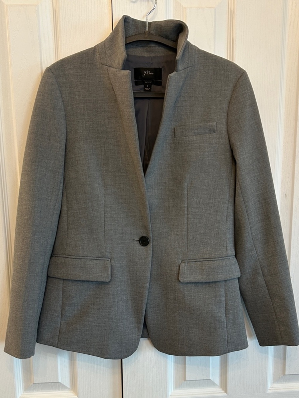 J.Crew Regent Blazer Grey Size 2 Tailored Single Button EUC